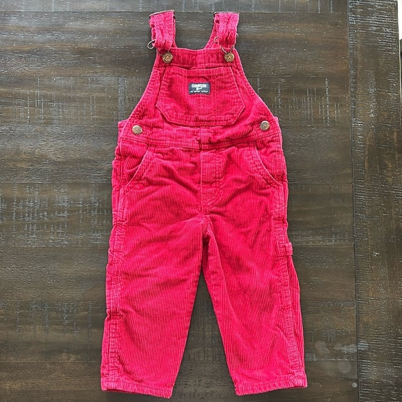 Oshkosh B’gosh 2T Toddler Red Corduroy Overalls - Picture 1 of 5